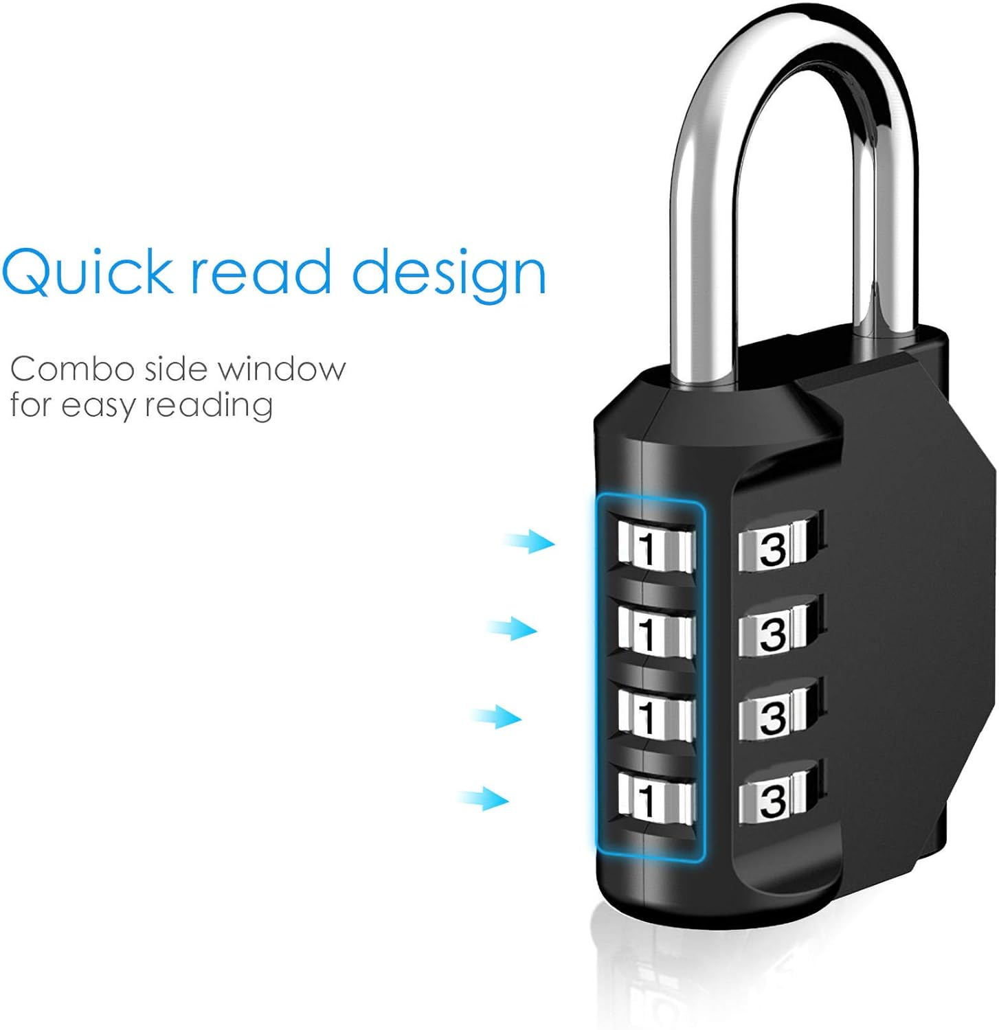 Puroma 4 Pack Combination Lock 4 Digit Outdoor Waterproof Padlock for School Gym Locker, Sports Locker, Fence, Toolbox, Gate, Case, Hasp Storage (Black) - - 