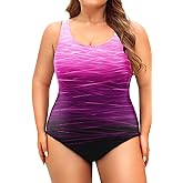 Holipick Womens Plus Size One Piece Swimsuits Tummy Control Bathing Suits Sporty Swimwear