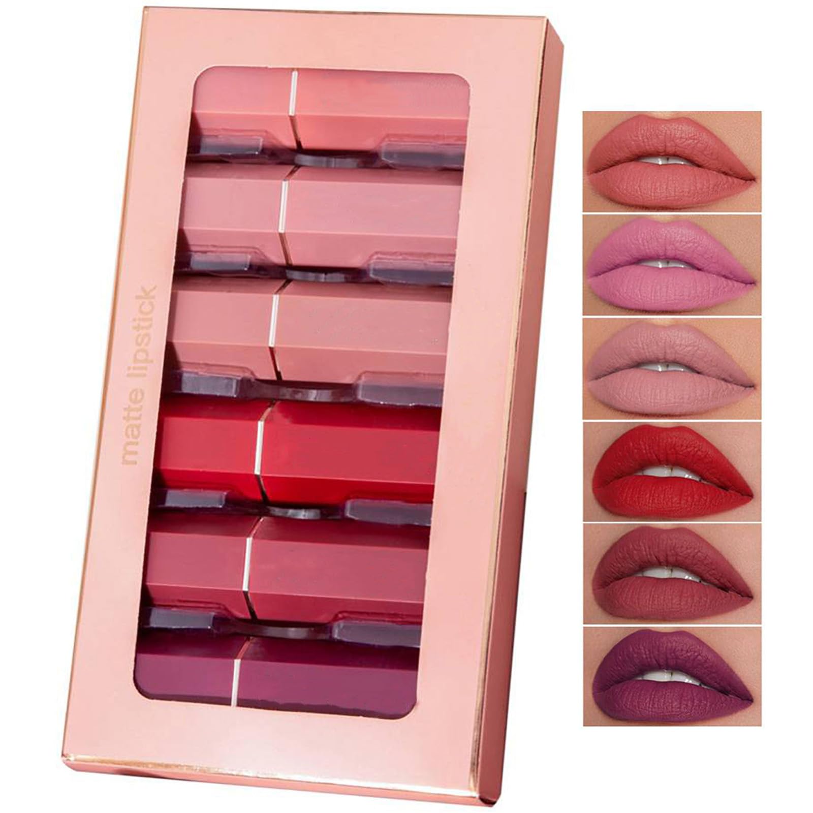 Skynest 6 PCS Vivid Colours Lipstick Set, Long Lasting, Moisturizing, Creamy Texture, Soft, Watermelon Flavored Lipstick With Gift Box