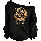 SHENHE Women's Plus Size Y2k Off The Shoulder Long Sleeve Graphic Print Goth Grunge Top Fall Shirt
