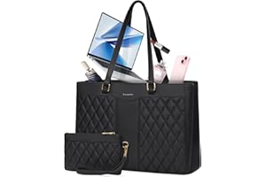 RAINSMORE Laptop Bag for Women 15.6 Inch Work Tote Bags Leather Laptop Tote Professional Laptop Purse Computer Handbag Womens