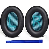 SoloWIT Protein Leather Earpads Cushions for Bose Headphones, Replacement Ear Pads for Bose QuietComfort 15 QC15 QC25 QC2 QC35/Ae2 Ae2i Ae2w/SoundTrue & SoundLink Around-Ear Series - Black&Blue