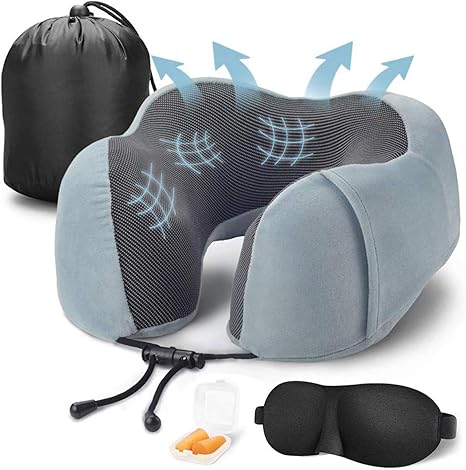 Amazon ネックピロー 低反発枕 U型まくら携帯枕 昼寝枕 首枕 旅行ピロー 飛行機 車 バス オフィス 自宅に トラベルピロー 旅行グッズ 耳栓 アイマスク収納ポーチ付き 携帯枕 オンライン通販