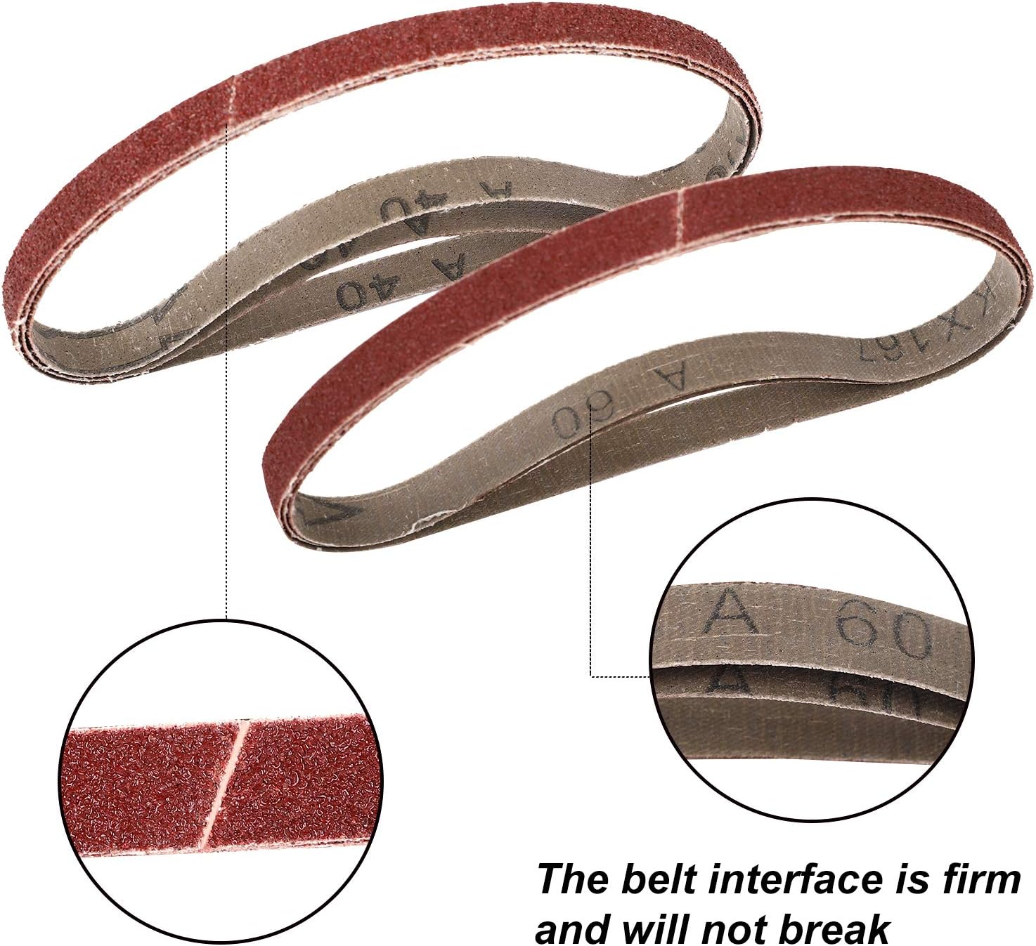 HongWay 30 Pack Sanding Belts 1/2x18 Inches Aluminum Oxide (3 Each of 40 60 80 120 150 180 240 400 600 800 Grits) for Belt Sander - - 