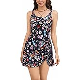 PaladMom Women's One Piece Swimsuit Sundress Curvy Swimdress Tummy Control Slimming Bathing Suit Tie Knot 2025 Swim Dress