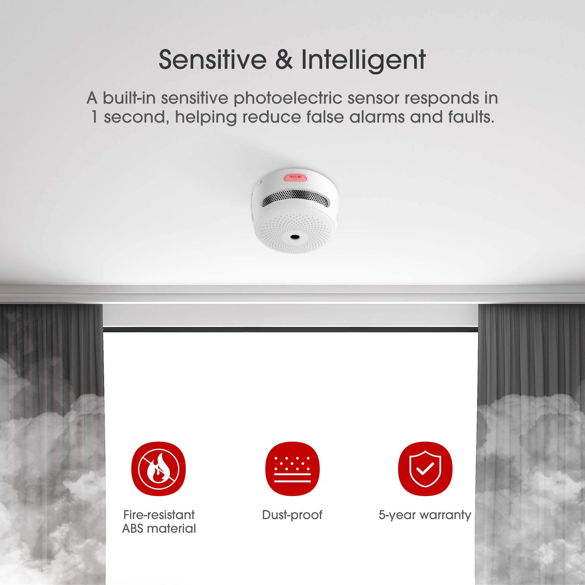 X-Sense Mini Wireless Interconnected Smoke Alarm, Replaceable Battery-Operated Fire Smoke Alarm with Over 820 ft Transmission Range, XS01-WR, 3-Pack