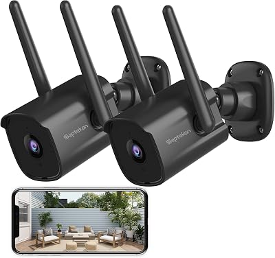 Septekon Security Camera Outdoor 2 Pack 2K Dual Antenna WiFi IP66 Night Vision