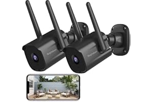 Septekon Security Camera Outdoor 2 Pack, 2.4G Wired WiFi Cameras for Home Security, 2K Surveillance Cameras with Motion Detec