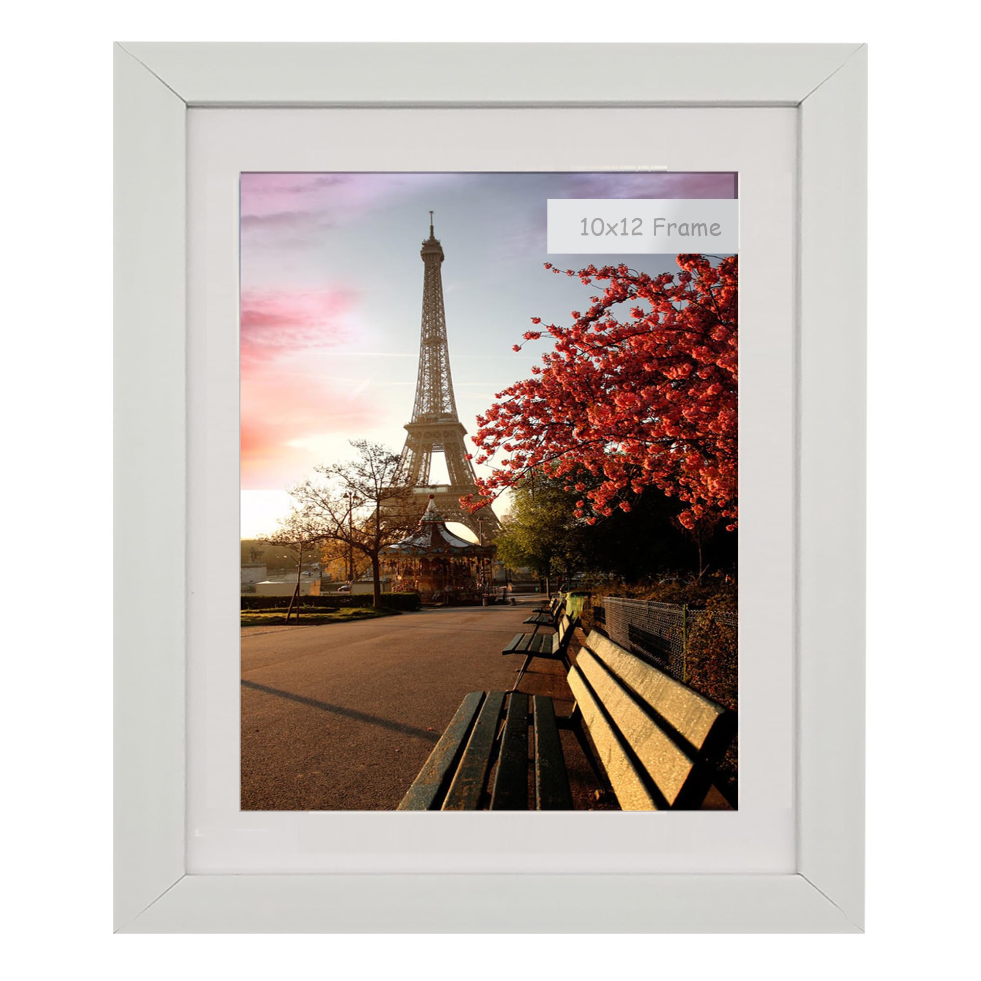 10x12 Photo Frame Gallery Picture frame with 8x10 mat,Freestanding and Wall Mountable,White