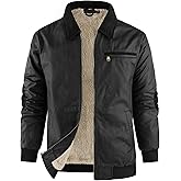 Flygo Mens Sherpa Lined Detroit Jacket Winter Warm Fleece Coat Waxed Washed Canvas Rugged Waterproof Jackets