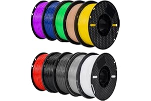 Kingroon TPU 3D Printer Filament, 10 Rolls, Dimensional Accuracy +/- 0.03 mm, 10kg Spool(22lbs), 1.75 mm, Black White Grey Red Blue Green Purple Skin Silver Yellow