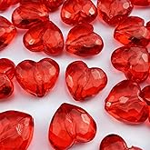 YHYPOCI 20pcs Acrylic Heart Beads 30mm Heart Shape Loose Bead for Making Bracelet Necklace Jewelry Making Craft(Red)