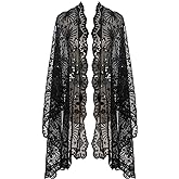 L'VOW Women's Glittering 1920s Scarf Mesh Sequin Wedding Cape Fringed Evening Shawl Wrap
