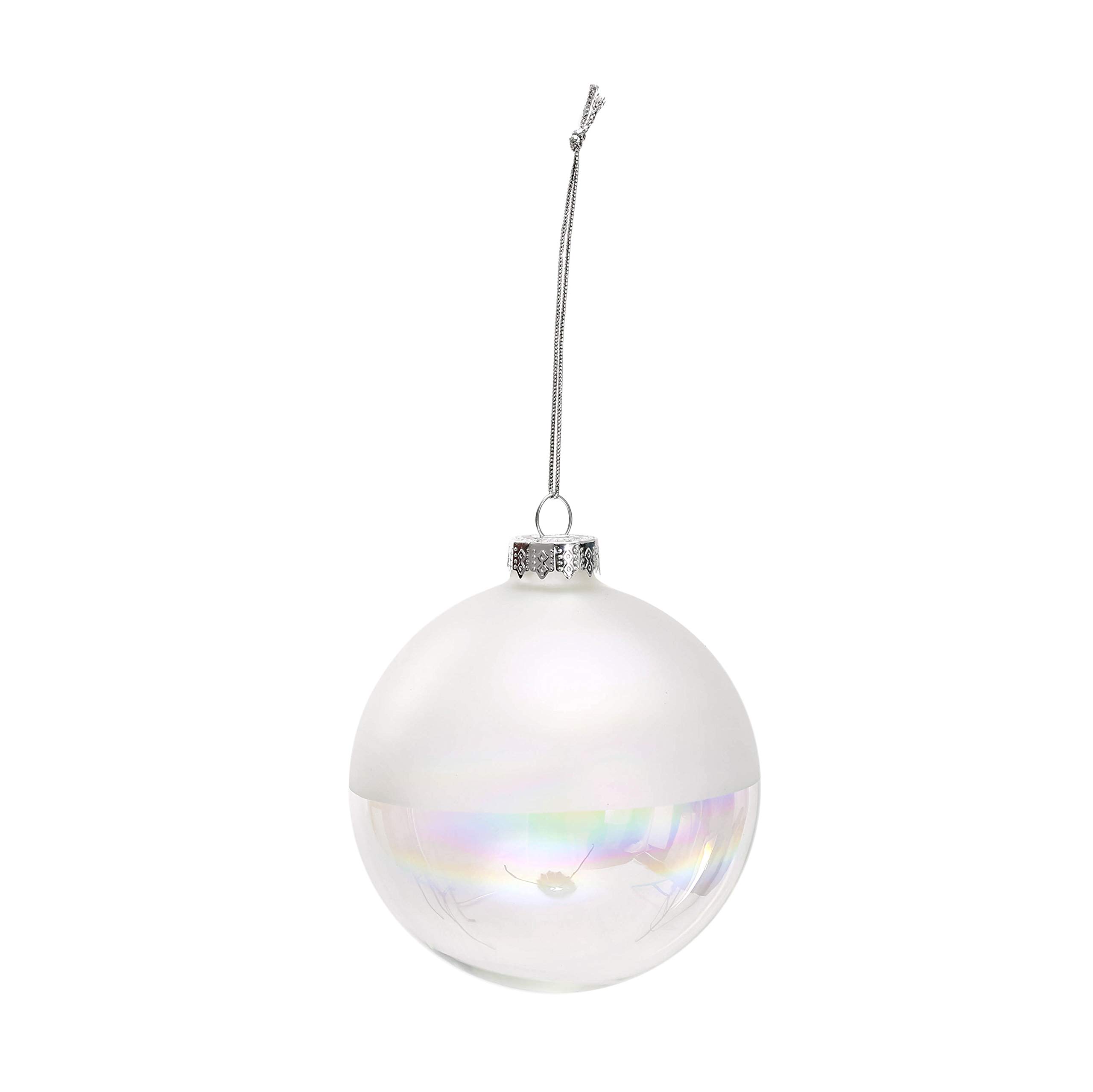 6 x 8cm Half Iridescent White and Half Iridescent clear Glass Christmas Baubles DIY