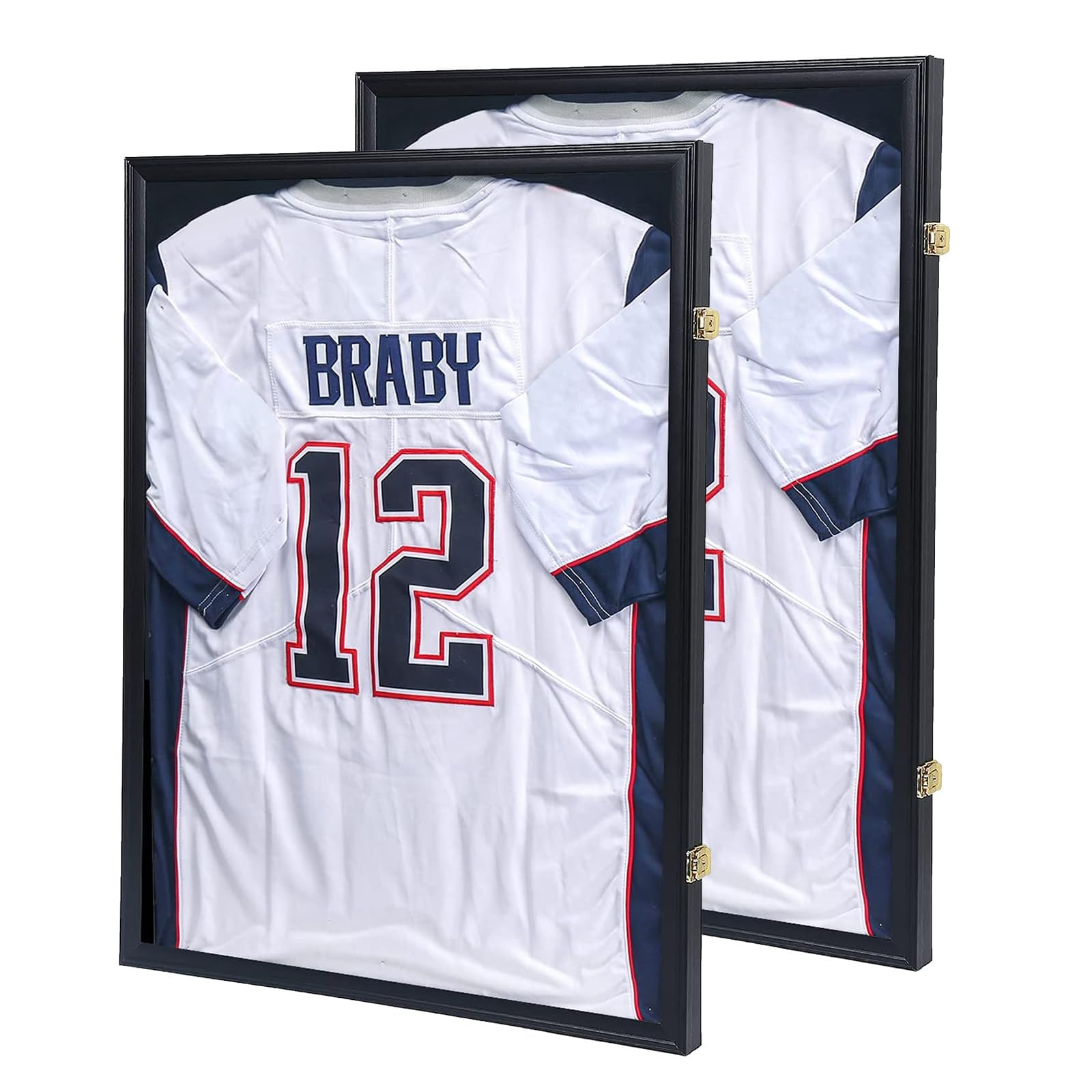 KCRasan Jersey Frame Display Case 2 Pack - Jersey Display Case - Large Lockable Frames Shadow Box with UV Protection for Baseball Basketball Football Soccer Hockey Sport Shirt Military Uniform, 2 Pack Image