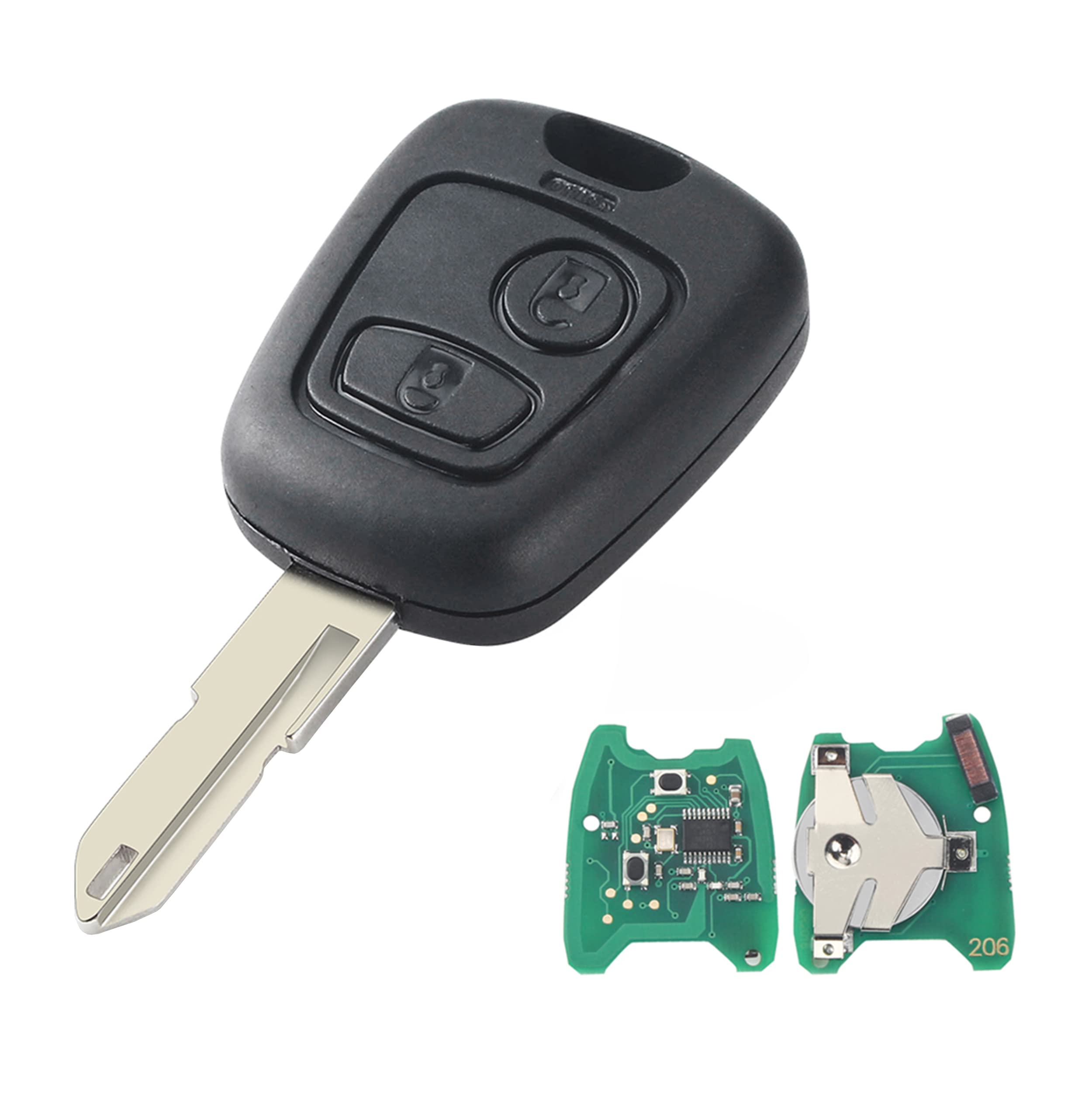 Heart Horse Remote Control Key Replacement for Peugeot 206 306 405, 2 Buttons Remote Car Key Case with 433Mhz ID46 Chip NE73 blade, 206 Remote Key Case/306 Remote Key