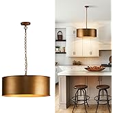 Ludil 21" Vintage Metal Drum Chandelier, 4-Light E26 Industrial Adjustable Chain Hanging Pendant Light Fixtures for Foyer Ent