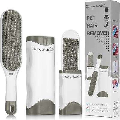 Bailey & Buddies Pet Hair Remover Lint Brush Self-Cleaning Base Travel Kit