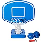 Amazon Basics Pool Basketball Hoop, Poolside Design with Base Fills with Water for Weighted Stability, Set Includes Hoop, 2 Balls and Pump, Easily Portable