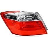 Halogen Tail Light Left Outer fits 2013-2015 Honda Accord Sedan 4 Door | Left Side Halogen Type Brake Rear Lamp Taillights, for EX LX Sport, Replace 33550T2AA01 HO2804101