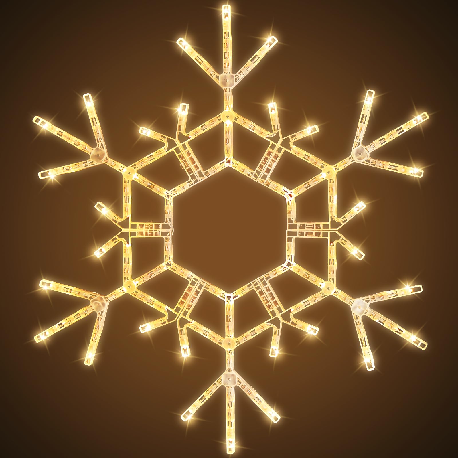 Photo 1 of Brightown Christmas Snowflake Lights Outdoor, 108 LED 36" Folding Big Snowflake Hanging Lights, Waterproof Christmas Decorations for Window, Indoor House, Porch, Eave, Pergola, Warm White