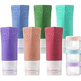 Cosmetic Travel Containers, Leakproof Silicone Travel Bottles Set, TSA Approved Travel Size Cosmetic Toiletries Containers Ac
