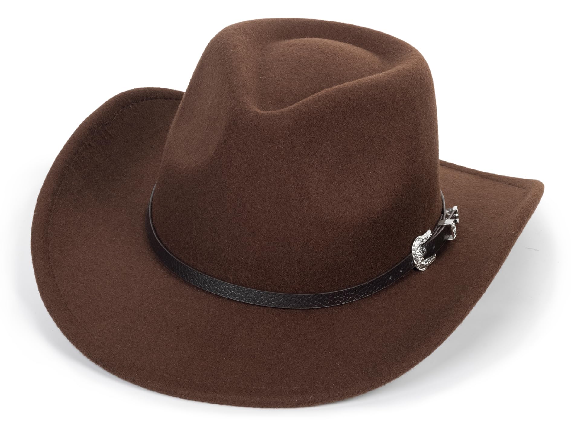 Photo 1 of Kids Western Cowboy Hat Wide Brim with Band Wool Felt Vintage Jazz Fedora Cowgirl Hats for 3-7 Years Boys Girls