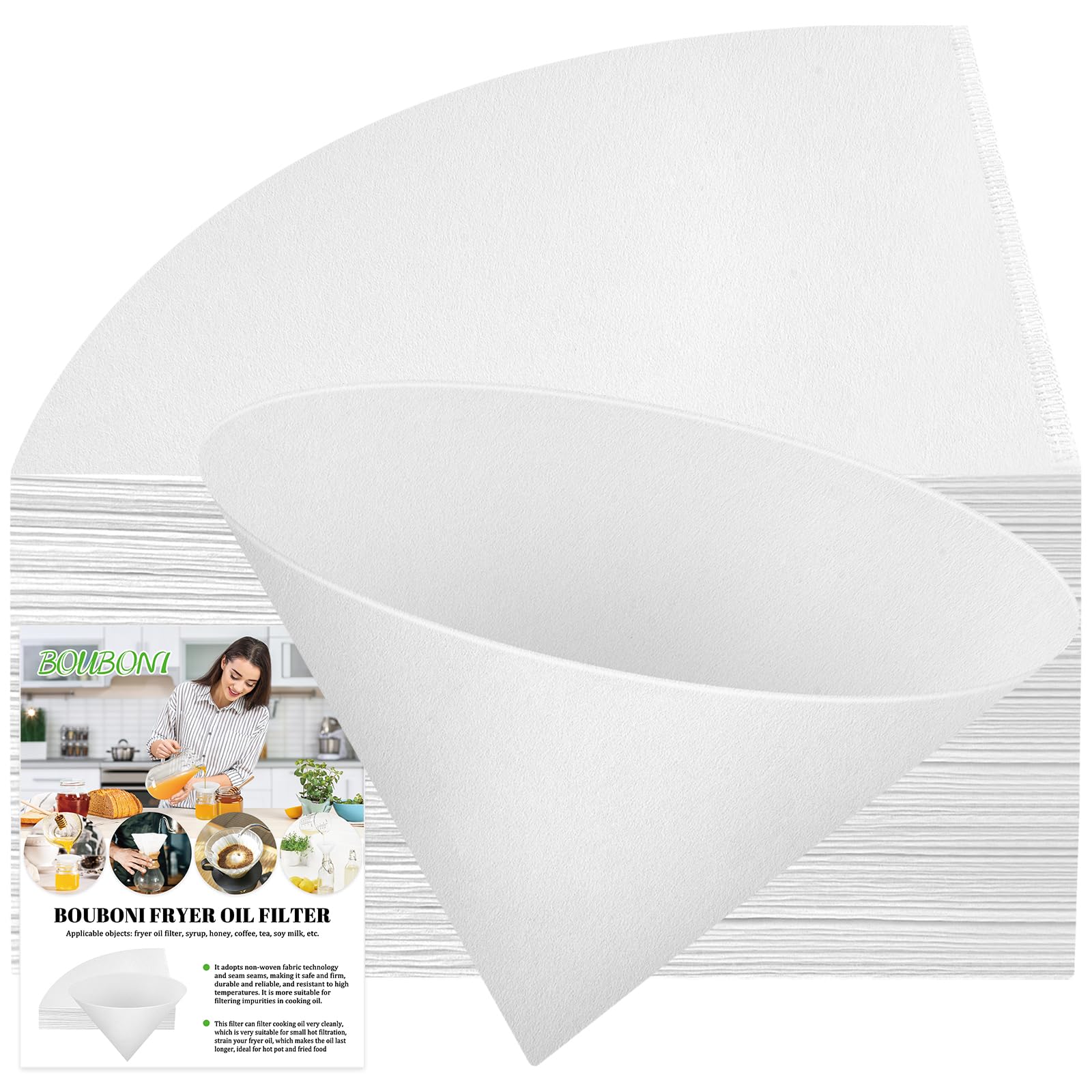Photo 1 of 10" Fryer Oil Filter 75pcs Non Woven Cooking Oil Filter Grease Filters for Deep Fryer Maple Syrup Filter Cones White Beeswax Filters for Hotels Restaurants Cafes Food Trucks Kitchens