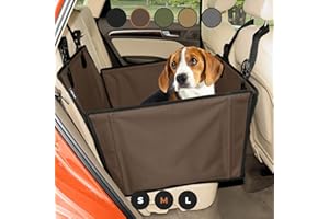 WUGLO Extra Stable Dog Car Seat - Reinforced Car Dog Seat for Medium-Sized Dogs with 4 Fastening Straps - Robust and Waterproof Pet Car Seat for The Back Seat of The Car (M Size, Brown)