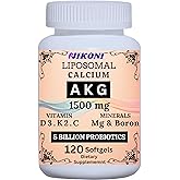 Liposomal Calcium AKG 1500mg, Vitamin C, D3, K2, Mg+ & Probiotics Supplement-120 Softgels