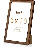 Heimlove 6x10 Picture Frame Solid Oak Wood,10x6 Premium Frames for Wall Hanging or Tabletop,Photo Frames 6 x 10 Natural with No Mat,Tempered Glass,Wall Kit,Walnut Color