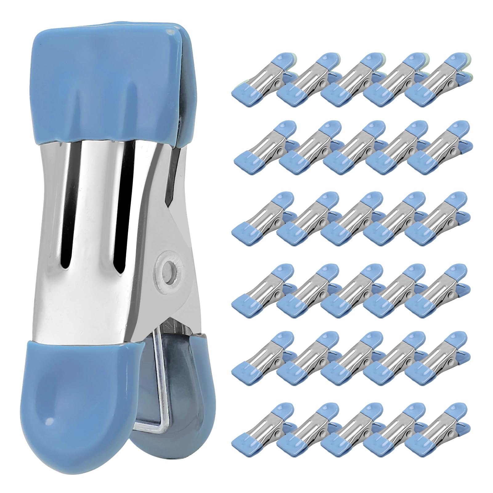 Photo 1 of Clothes Pins Heavy Duty 30 Pack - 2.17 Inch Metal Chip Clips, Clothespins for Photo Drying Clothesline Laundry Sock, Bag Clips for Food Kitchen Stainless Steel with Rubber, BlueLPNPMER6207628
