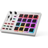 Donner MIDI Pad Beat Maker Machine Professional, Drum Machine with 16 Beat Pads, 2 Assignable Fader &amp; Knobs and Music Production Software, USB MIDI Controller with 40 Courses, STARRYPAD White