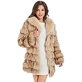 Fur Story Women's Genuine Fox Fur Coat Thick Warm Fur Jacket Winter coat