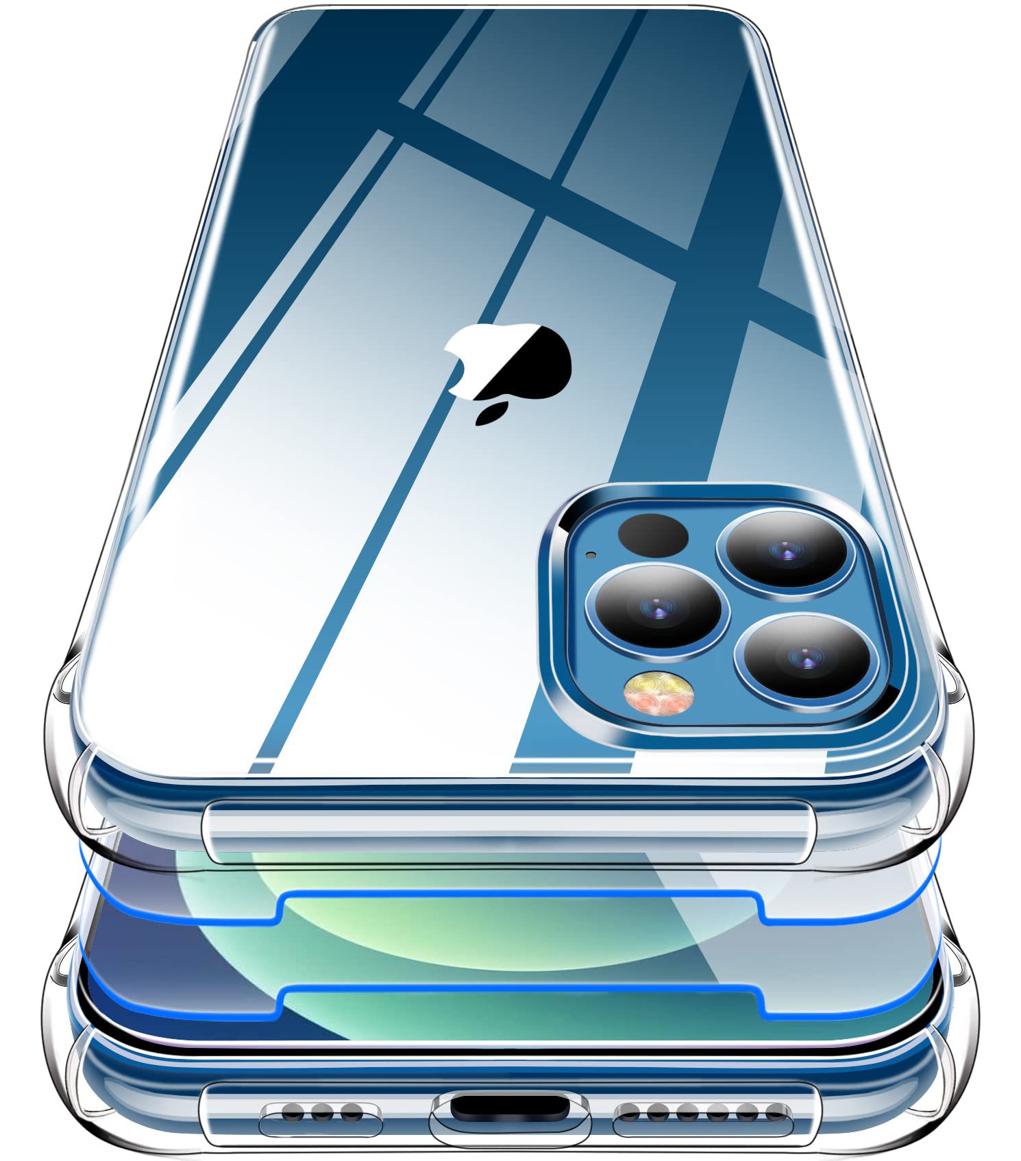 Garegce Case Compatible with iPhone 12 Pro Max with 2 Packs Screen Protectors, Clear Shockproof Soft Silicone Bumper Protective Cover Compatible with iPhone 12 Pro Max, 6.7 inch