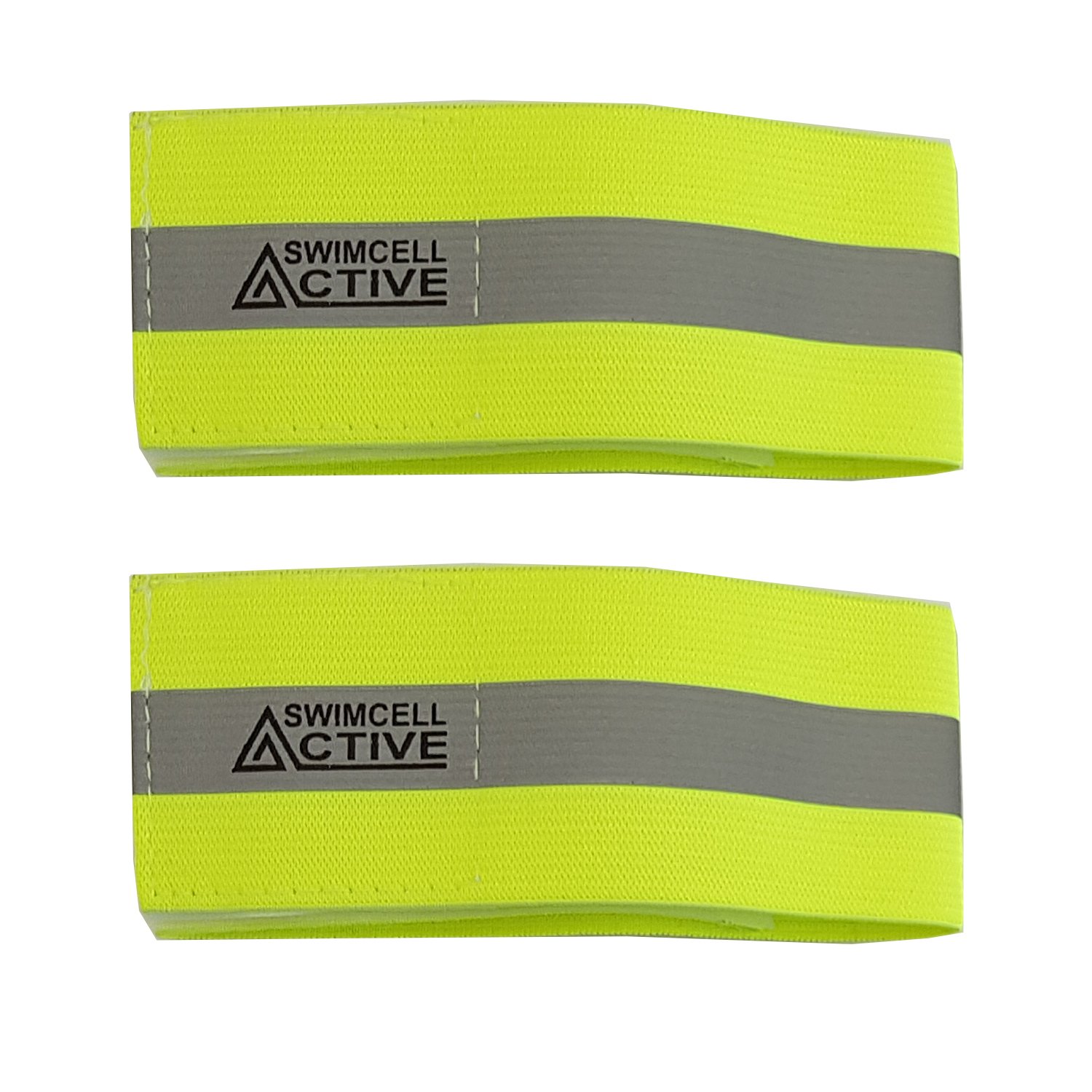 SwimCell High Visibility Reflective Armbands - Reflective Running Gear - Elasticated Hi Vis Bands - Walking Reflective Straps - Hi Vis Running bands - Neon Yellow