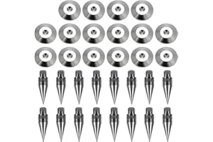 MECCANIXITY 16 Pcs Black Speaker Spike Kit Shockproof Adjustable Copper Speaker Spike Isolation with Speaker Spikes Pads Mat 