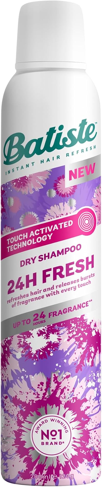 Batiste 24h Fresh Dry Shampoo 200ml Touch Activated Invisible No Rinse