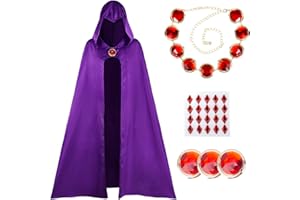 Kitimi Teen Costume Adult, Raven Cape and Cloak, Costume Accessories, Red Gem Belt, Halloween Cosplay