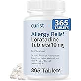 Curist Loratadine 10 mg (365 Count) Allergy Medicine Antihistamine 24 Hour | Non Drowsy Allergy Tablets - Runny Nose, Itchy Eyes &amp; Sneezing - Indoor &amp; Outdoor Allergy Medicine for Adults Loratadine 10mg