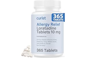 Curist Loratadine 10mg 365 Count - All Day Non Drowsy Allergy Medicine - 24 Hour Antihistamine Tablets for Runny Nose, Itchy Eyes, & Sneezing - Indoor & Outdoor Allergy Medicine for Adults
