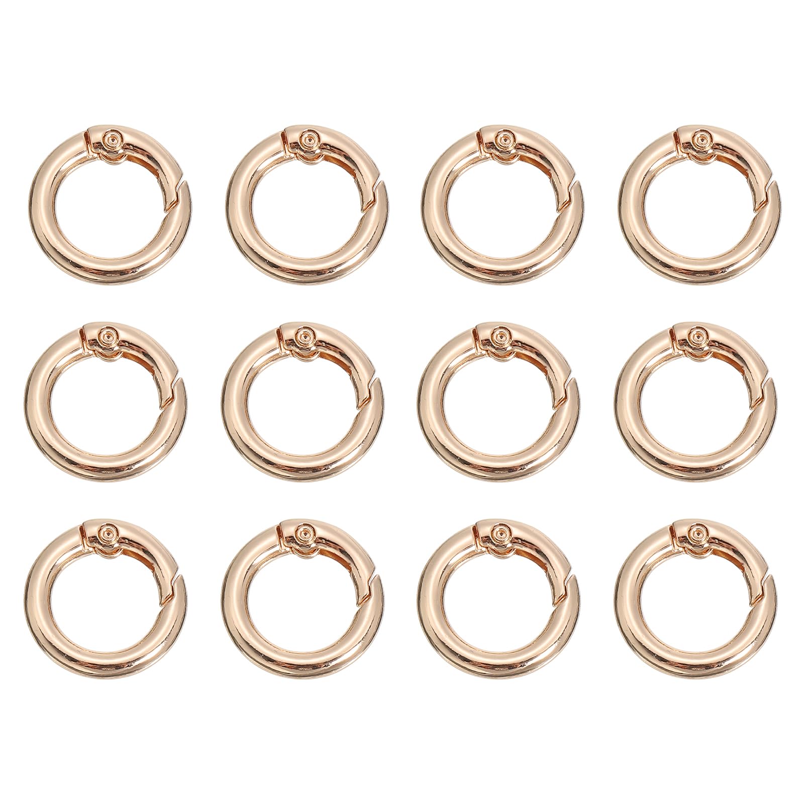 PATIKIL 20mm Spring O Ring Round Snap Clip, 12 Pcs Circle Trigger Keyrings Buckle Zinc Alloy Small Clamp Clasp for Purse Handbag, Gold Tone