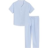 Latuza Women's Petite Seersucker Pajamas Set Cotton Pj Set Petite Size
