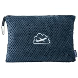 BEDELITE Travel Blanket with Bag, Ultra-Soft Jacquard Fleece Blanket with Luggage Sleeve & Backpack Clip, Airplane Blanket Travel Essentials, Navy