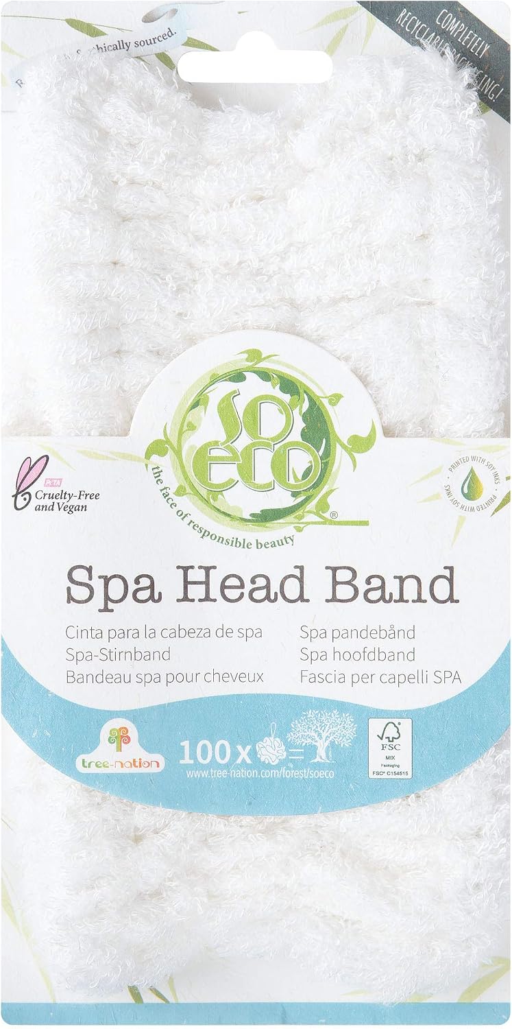 So Eco Spa Head Band, Ultra Soft Bamboo & Cotton Headband for Skincare Makeup & Bath Time, Vegan Friendly - Image 4