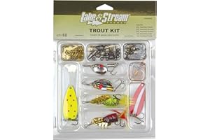 EAGLE CLAW TROUT TACKLE KIT, 68 PIECES, CONTAINS ASSORTMENT OF HOOKS, TACKLE AND RIGS FOR FISHING FRESHWATER TROUT