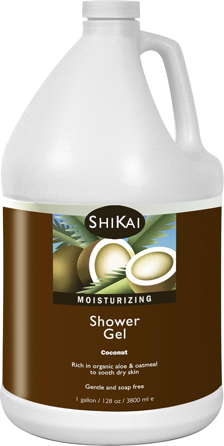 Shikai - Coconut Moisturizing Shower Gel, Rich in Aloe Vera & Oatmeal That Leaves Skin Noticeably Softer & Healthier, Relief for Dry Skin, Gentle Soap-Free Formula (Coconut, 1 Gallon)