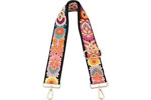 MIRIFRIGE Crochet Flower Purse Strap,Knit Wide Replacement Crossbody for Shoulder Strap Bag Adjustable 2inch Guitar Strap