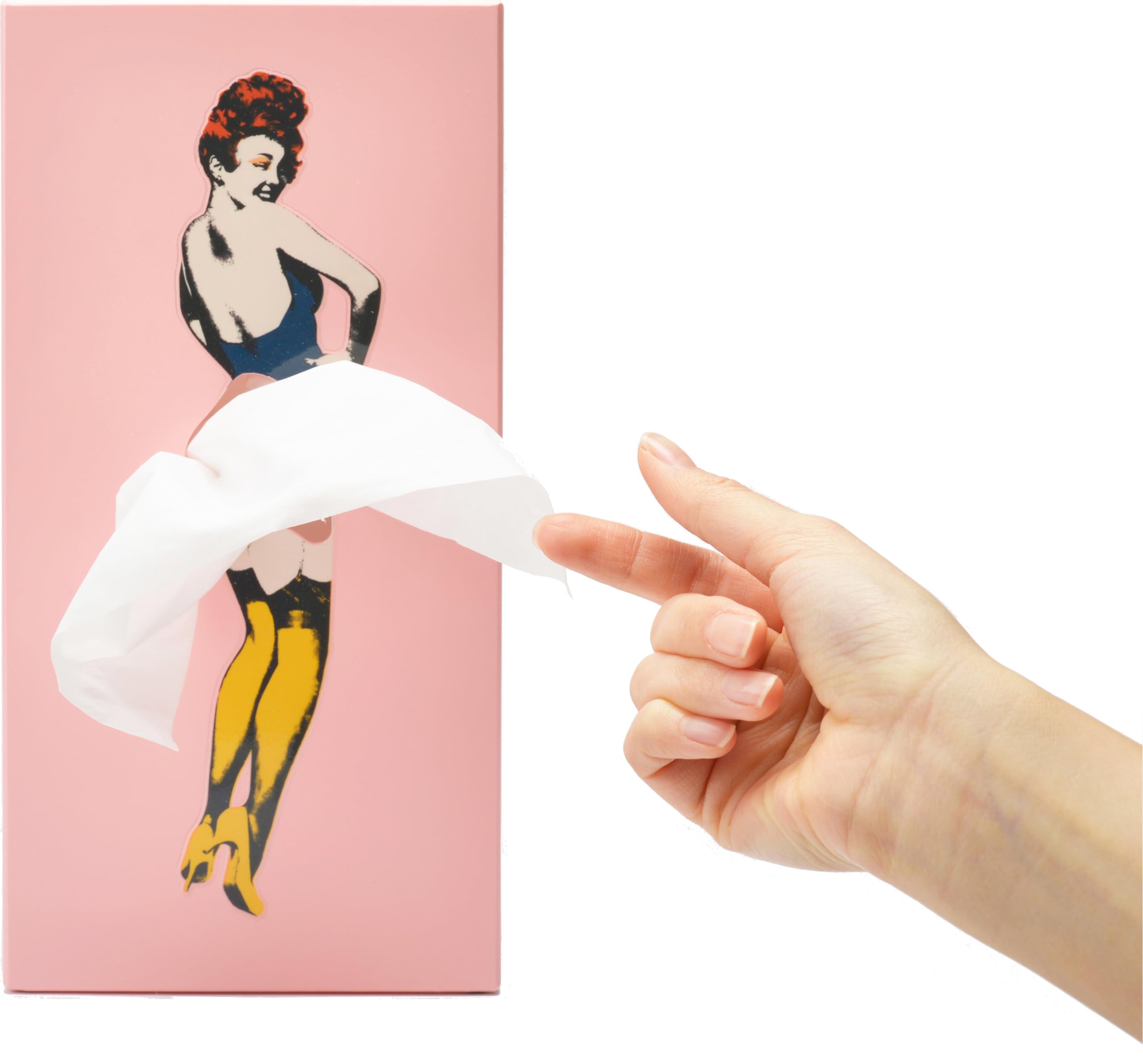 Flying Skirt Tissue Box - Charming Vintage Pop Art Tissue Holder - Restyles Itself After Each Dispense - Add a Decorative Touch to Any Room - Designed by Spextrum (Pink)