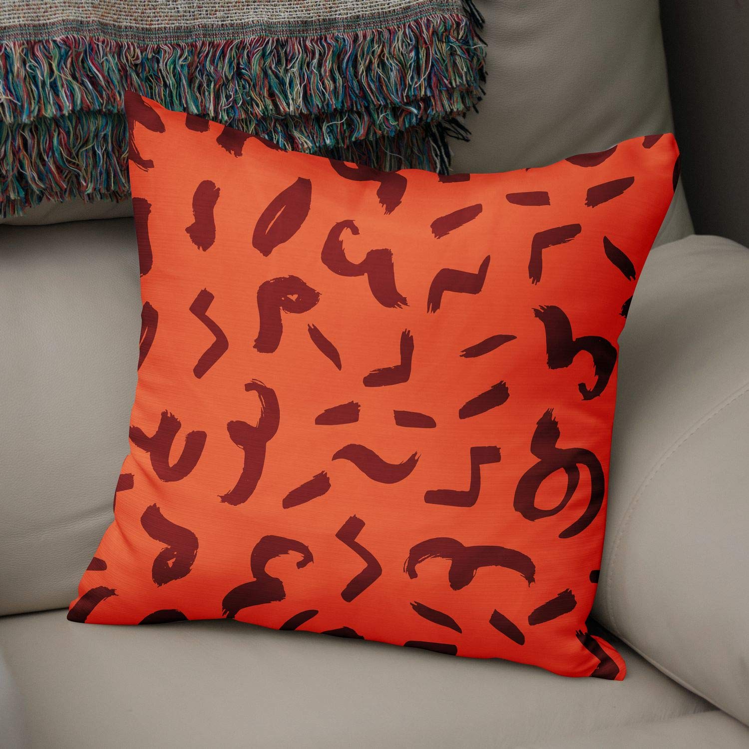Bonamaison Decorative Cushion Cover Orange & Bordeux, Throw Pillow Covers, Home Decorative Pillowcases for Livingroom, Sofa, Bedroom, Size: 50x50 Cm - Designed and Manufactured in Turkey